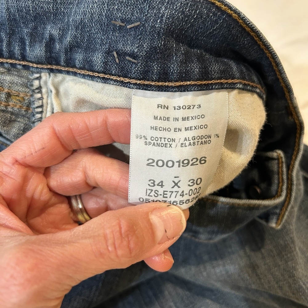 Lee Men's Blue Denim Jean 33x29.5 Straight Premium Select Regular Fit Distressed - Picture 7 of 8